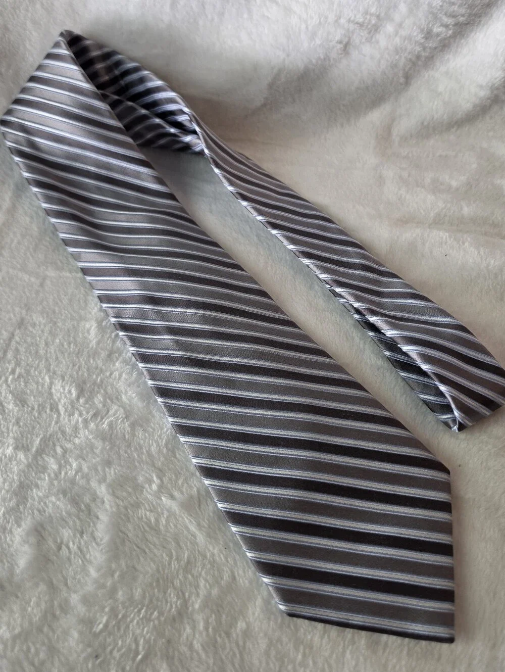 Club Room Gray Blue & Silver Striped Tie with Silver Accents